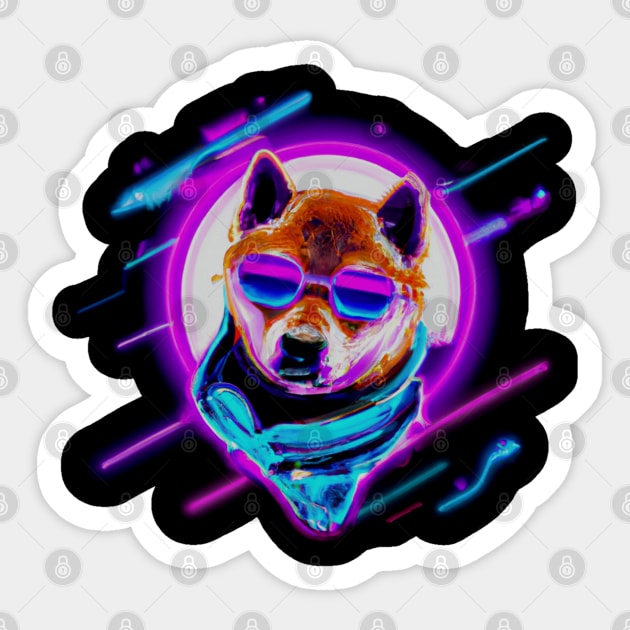 Synthwave Corgi Part 2 Sticker by PDTees